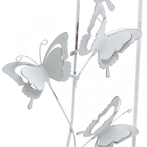 Artículo Arte colgante de mariposa Primavera Metal Arte de pared Shabby Chic Blanco Plata H47.5cm