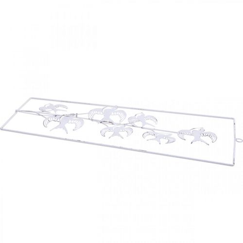 Artículo Decoración de golondrina, decoración de pared de metal, pájaros para colgar blanco, plata shabby chic H47,5 cm
