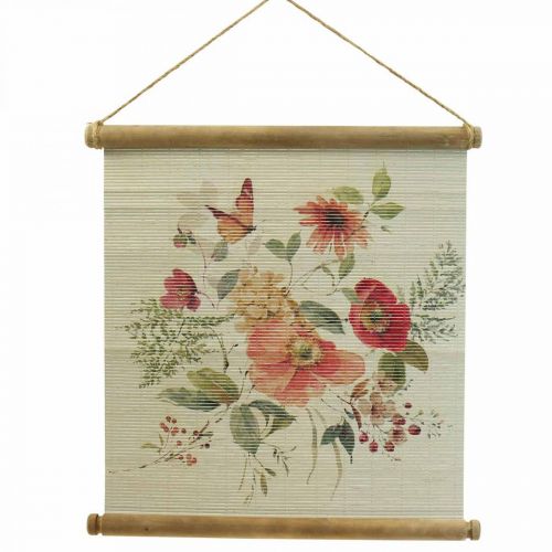 Cuadro mural de madera con decoración de pared de flores H44×W42cm