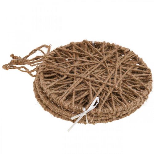 Floristik24 Decoración pared estilo boho, aro decorativo cinta yute Ø23cm 5uds