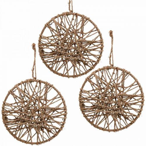 Floristik24 Decoración pared estilo boho, aro decorativo cinta yute Ø23cm 5uds