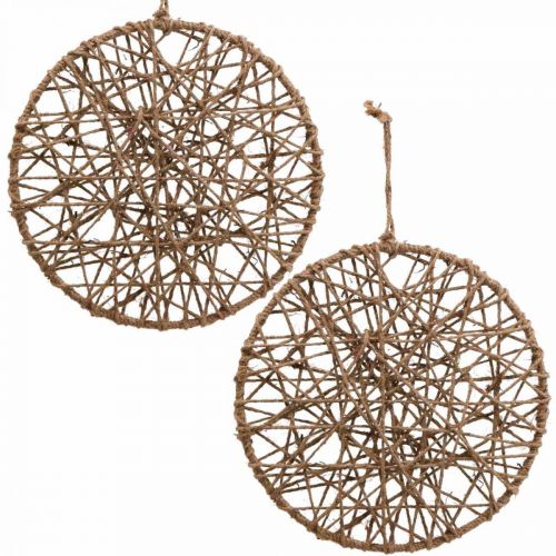 Floristik24 Decoración pared estilo boho, aro decorativo cinta yute Ø28,5cm 4uds