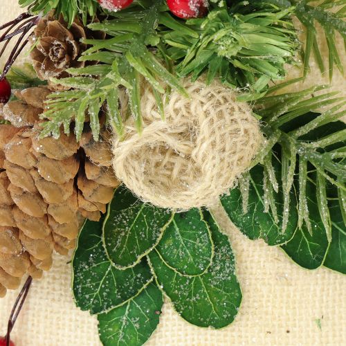 Artículo Decoración de pared campana navideña de yute surtido H20cm 2uds