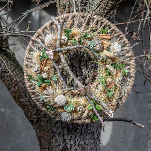 Floristik24 Decoración de pared estilo Boho, cinta decorativa de yute Ø38cm