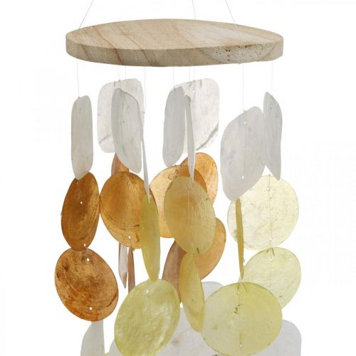 Floristik24 Campanas de viento con conchas de capiz, decoración natural, concha móvil L85cm Ø13cm