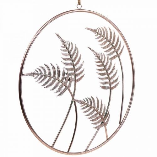 Artículo Decoración de pared anillo decorativo para colgar helecho metal rosa Ø52cm