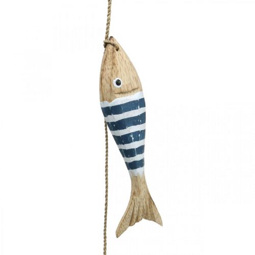 Artículo Percha decorativa marinera pez de madera para colgar azul oscuro L123cm