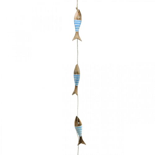 Artículo Percha decorativa marítima pez de madera para colgar azul claro L123cm