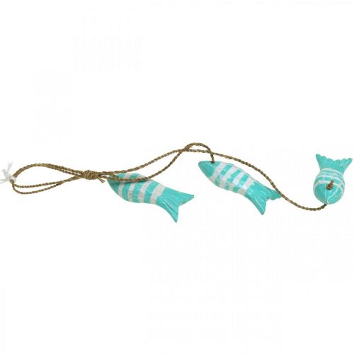 Floristik24 Percha decorativa marinera pez de madera para colgar pequeño turquesa L31cm