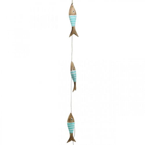 Floristik24 Percha decorativa marítima pez de madera para colgar turquesa L123cm