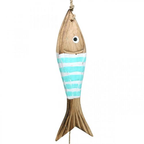 Floristik24 Percha decorativa marítima pez de madera para colgar turquesa L123cm