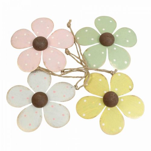 Floristik24 Decoración de pared metal flor puerta decoración blanco rosa verde amarillo 10cm 4pcs