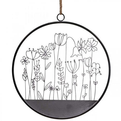 Decoración de pared flor anillo decoración de verano metal gris/negro Ø38cm