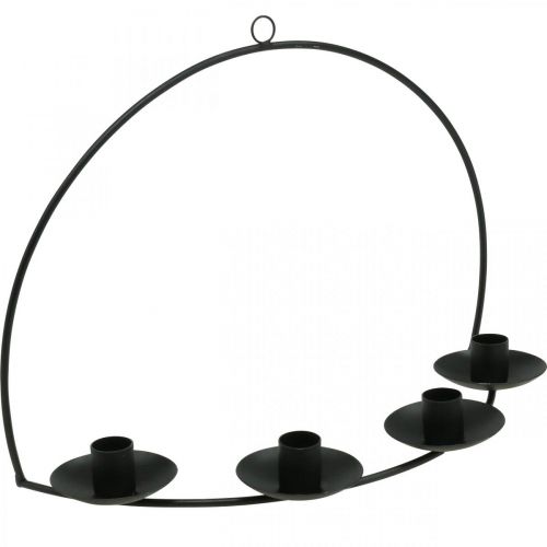 Floristik24 Portavelas de pared Portavelas de metal negro 35×24cm