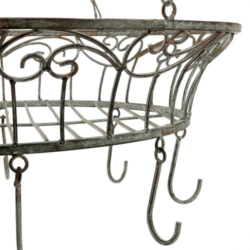 Artículo Cesta de metal decorada para colgar 63cm gris-marrón