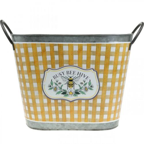 Artículo Macetero ovalado abeja cuadros verano decoración macetero 38×24×29cm