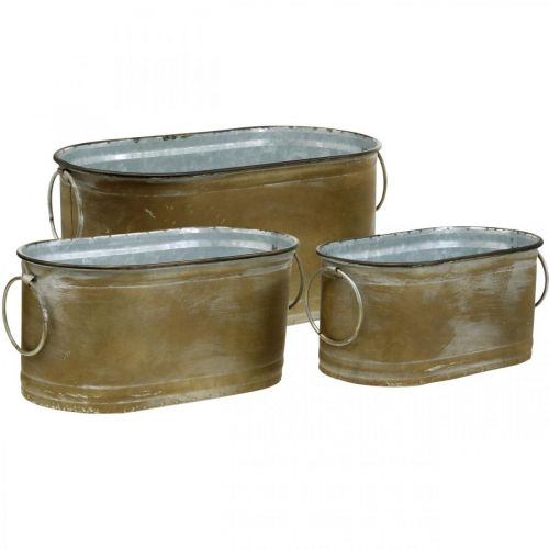 Conjunto Maceta Metal Bañera Vintage Retro L22.5cm/27cm/31cm