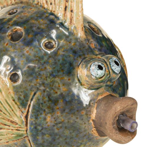 Artículo Figura Gárgola Cerámica Pez Azul Marrón 20×11×13,5cm