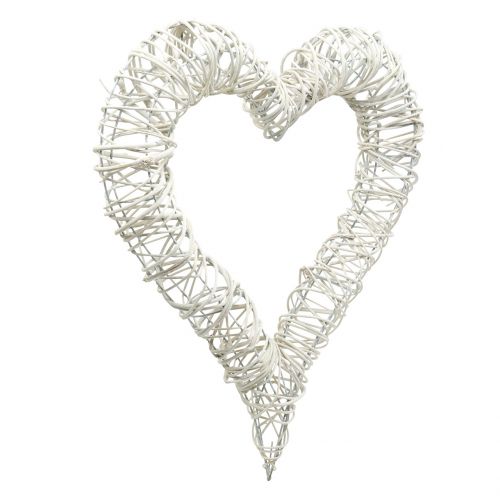Floristik24 Mimbre Corazón Blanco 30cm x 35cm