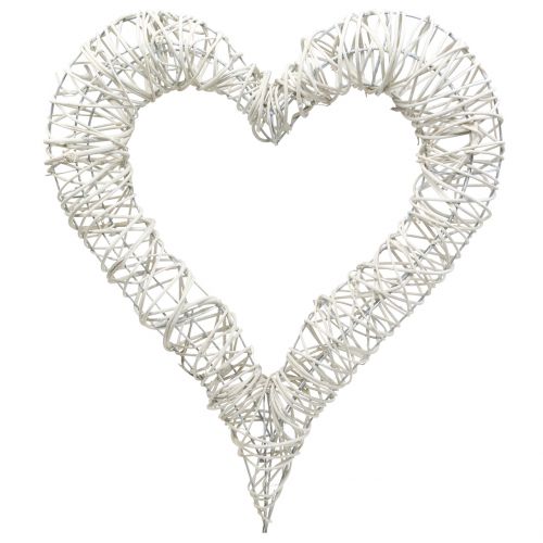 Floristik24 Mimbre Corazón Blanco 40cm x 45cm