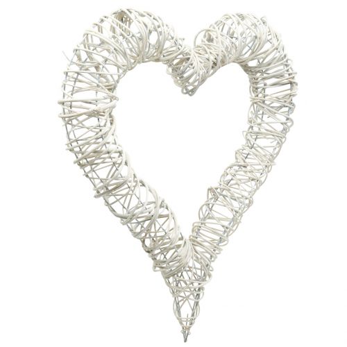 Floristik24 Mimbre Corazón Blanco 40cm x 45cm