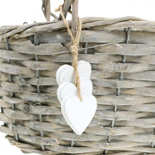 Floristik24 Cesta de plantas con decoración de corazón, decoración de boda, cesta para plantar, estilo campestre H20.5 L23cm