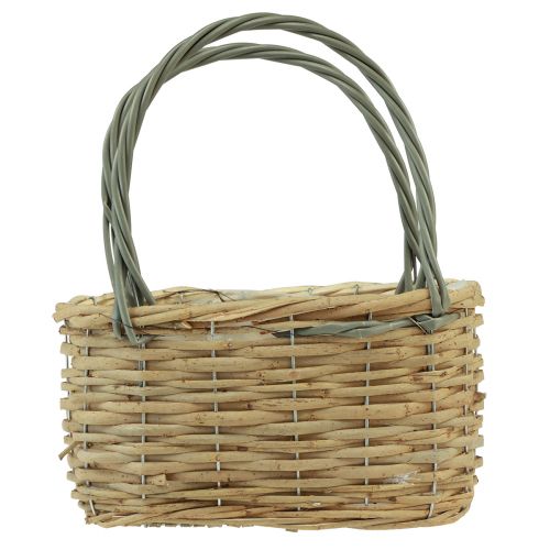 Floristik24 Cesta de mimbre macetero gris natural 26,5x14x30cm