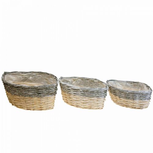 Artículo Cesta de mimbre para plantar Plant bowl L29/33/38cm juego de 3