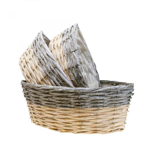 Artículo Cesta de mimbre para plantar Plant bowl L29/33/38cm juego de 3