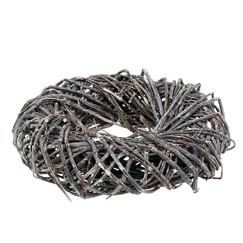 Floristik24 Corona de mimbre Ø28cm gris, lavado