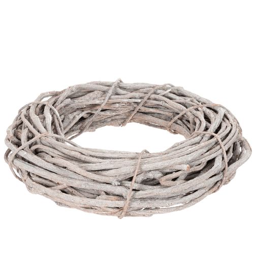 Corona decorativa de mimbre, corona hecha de ramas blanqueadas, 40 cm | Floristik24.es