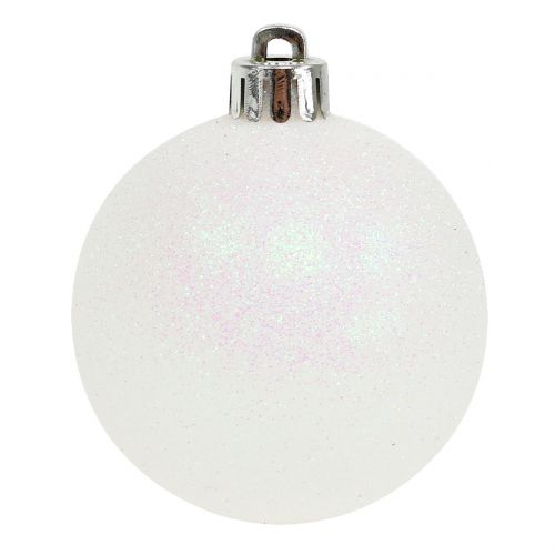 Floristik24 Bola navideña blanca iridiscente Ø3.5cm - Ø5.5cm 30pcs