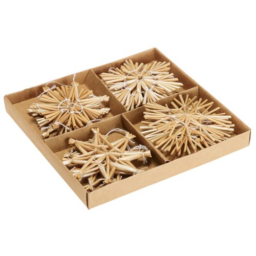 Artículo Estrellas de paja navideñas Adornos para árbol de Navidad 8cm 12 piezas