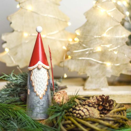 Floristik24 Duende navideño con estrella 18cm rojo, gris metal 2ud