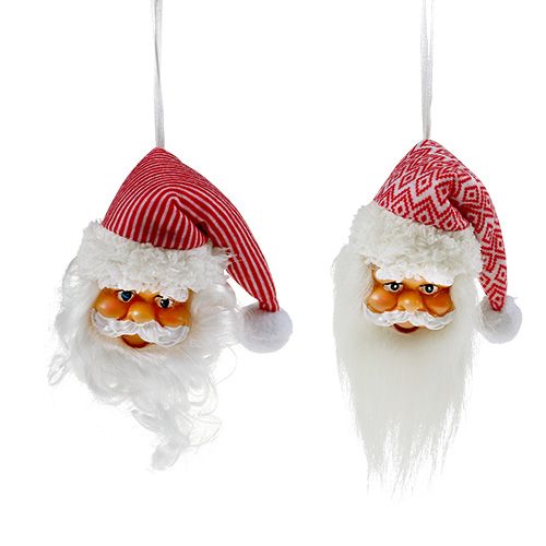 Floristik24 Colgante navideño cabeza de Papá Noel 14cm, 20cm 2uds