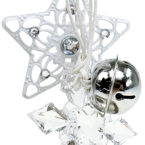 Artículo Colgante estrella de navidad, árbol de navidad blanco 25cm 2pcs