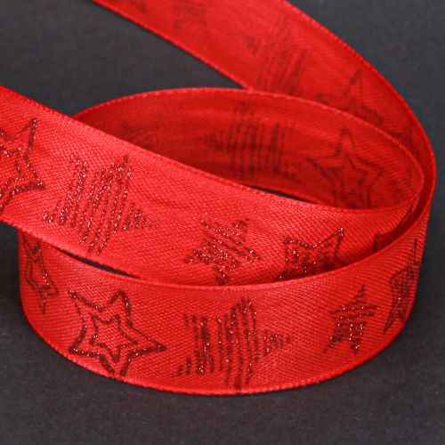 Artículo Cinta navideña roja con estrellas brillantes cinta 25mm 18m