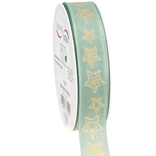 Floristik24 Cinta navideña estrellas cinta regalo turquesa 25mm 18m