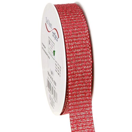 Artículo Cinta navideña con hilos dorados cinta de regalo roja 25mm 20m