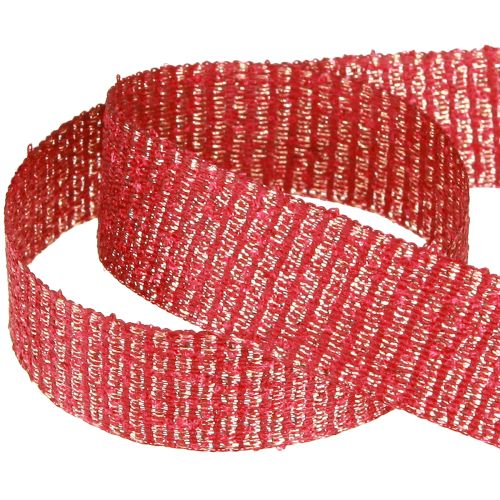 Artículo Cinta navideña con hilos dorados cinta de regalo roja 25mm 20m