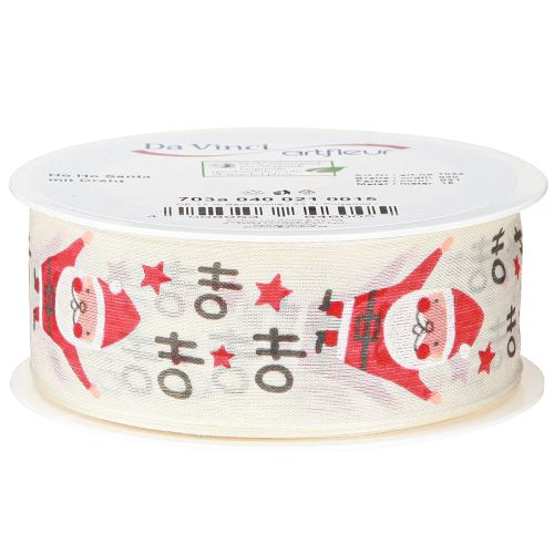 Artículo Cinta navideña con Papá Noel cinta de algodón crema 40mm 15m