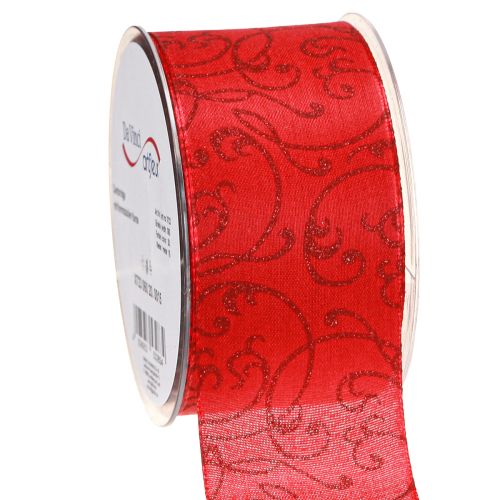 Artículo Cinta navideña con adornos florales roja 60mm 15m