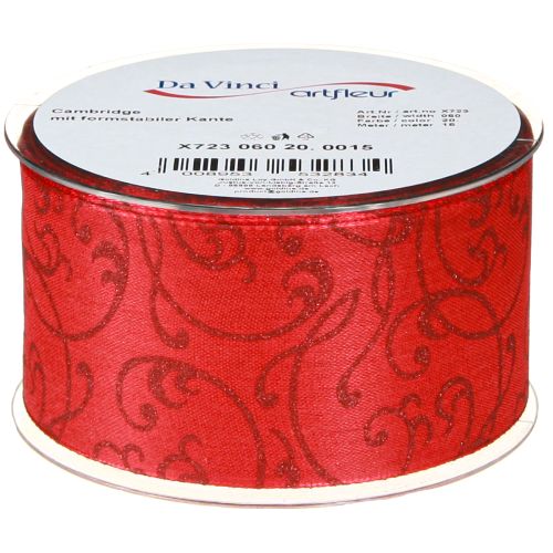 Artículo Cinta navideña con adornos florales roja 60mm 15m
