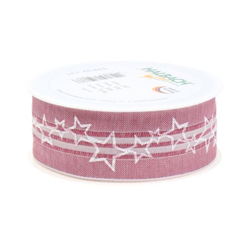 Floristik24 Cinta de navidad con estrella rosa antigua 35mm 15m