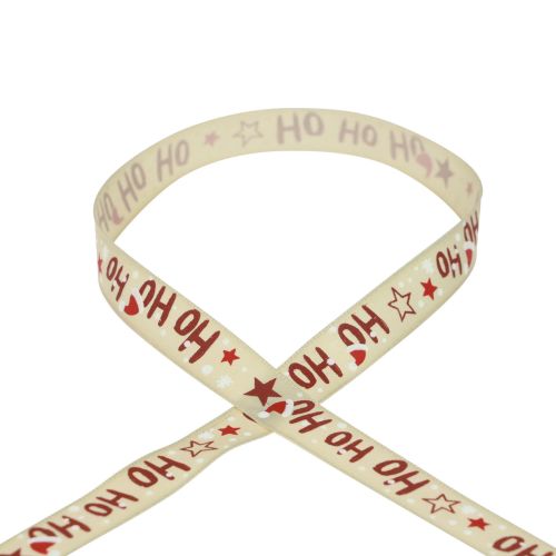 Artículo Cinta navideña “Ho Ho Ho” cinta de regalo beige 15mm 15m