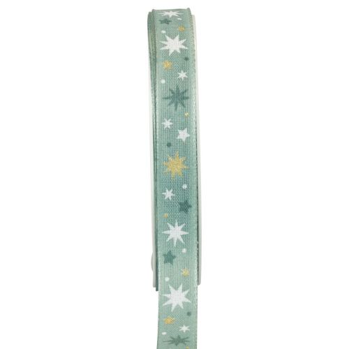 Floristik24 Cinta Navidad, cinta de regalo patrón de estrella azul 15mm 20m