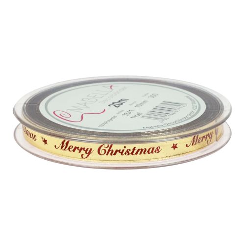 Artículo Cinta navideña Cinta Feliz Navidad Rojo Dorado 10mm 20m