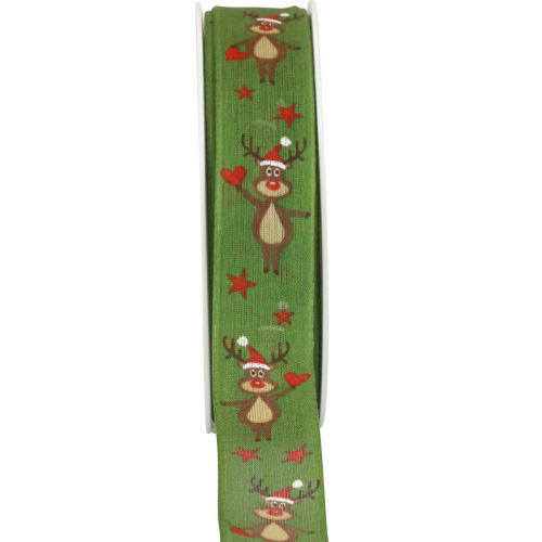 Cinta navideña reno cinta navideña verde 25mm 20m