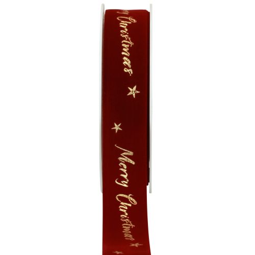 Floristik24 Cinta de regalo Cinta navideña Cinta de terciopelo rojo 25mm 20m