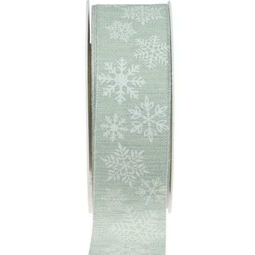 Cinta navideña copo de nieve cinta de regalo verde claro 35mm 15m